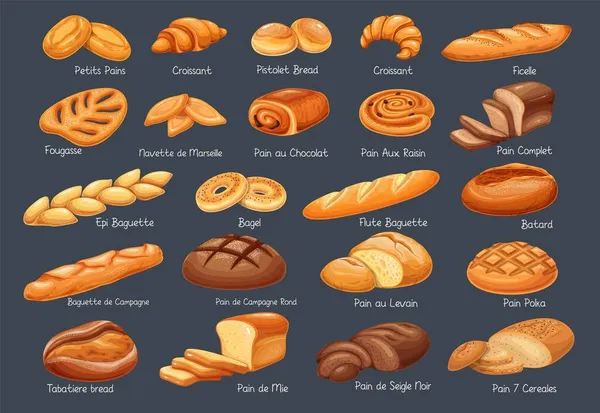 Produits de boulangerie pain français — Image vectorielle