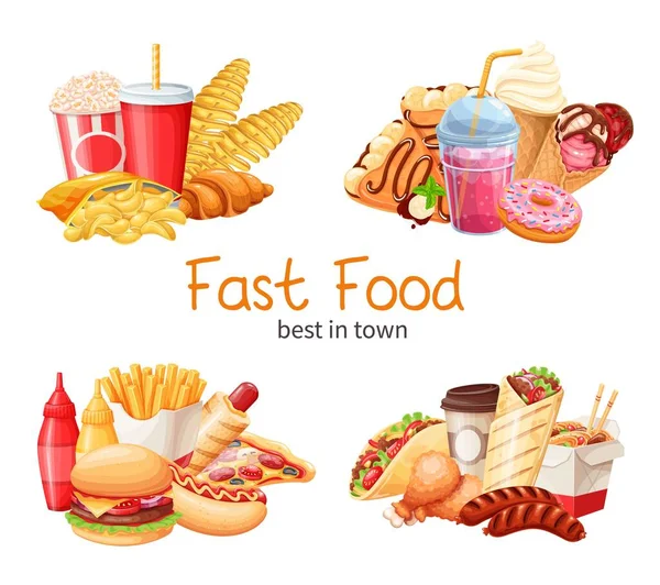 Banners de fast food . —  Vetores de Stock