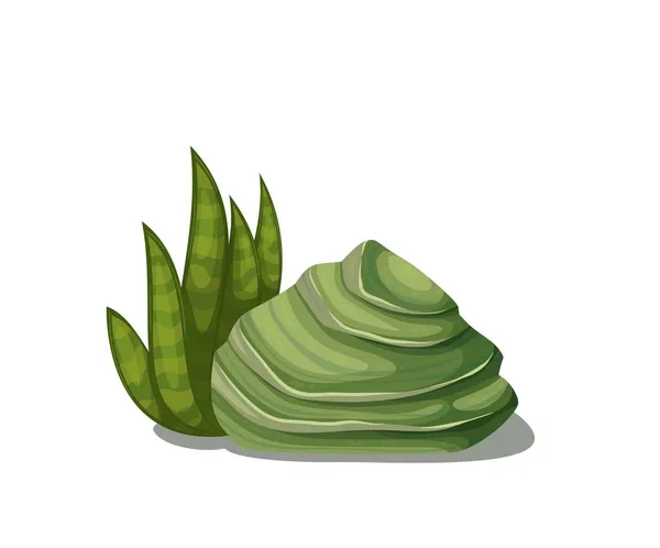 Piedra con planta, rocas — Vector de stock