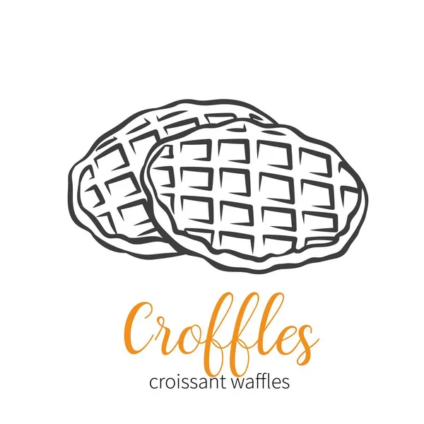 Croffle, Croissant Waffle, korejské pečivo Stock Vektory