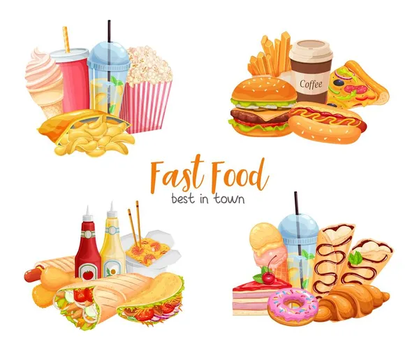 Banderas de vectores de comida rápida — Archivo Imágenes Vectoriales