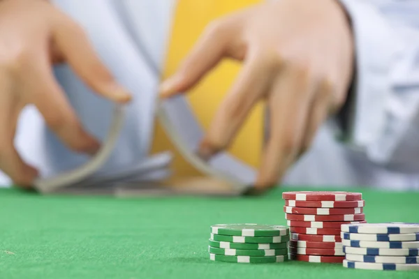 Shuffling a deck of cards — Stock Photo, Image