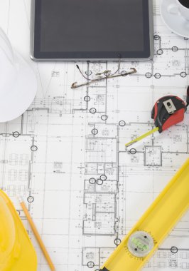 mimari plan yakın çekim