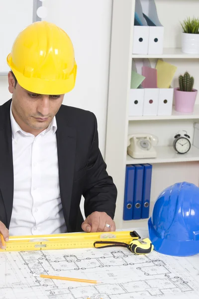 Portrait Of Architect With Blueprint In The Office — Stock Photo, Image