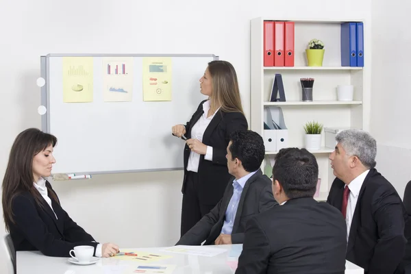 Mulher fazendo uma apresentação de negócios para um grupo — Fotografia de Stock