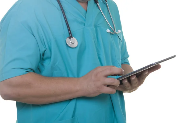 Doctor working on a digital tablet — Stock Photo, Image