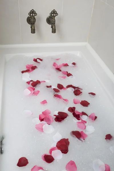 Agua de baño con pétalos de rosa —  Fotos de Stock