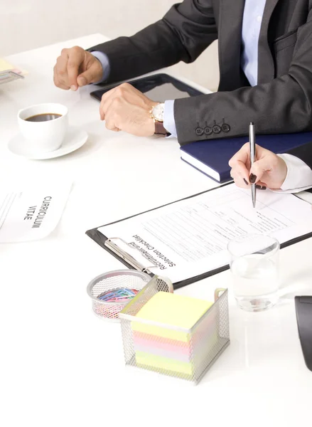 Job interview with two interviewers — Stock Photo, Image