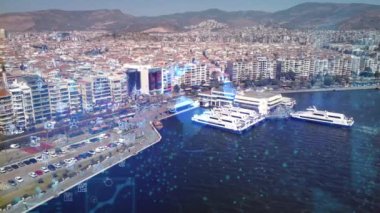 Çağdaş şehir havacılık manzarası.