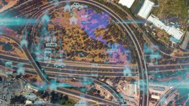 Ulaşım ve teknoloji konsepti. ITS Akıllı Taşıma Sistemleri. Hizmet olarak hareket edilebilirlik.