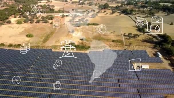 Central Energia Solar Conceito Tecnologia Energia Renovável Rede Inteligente Imagens — Vídeo de Stock