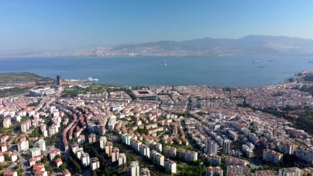 Modern stad antenn view.izmir Turkiet — Stockvideo