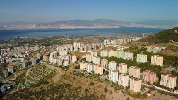 Современный город воздушного view.izmir Турции — стоковое видео