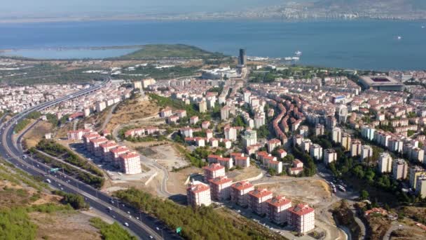 Modern city aerial view.izmir Turki — Stok Video