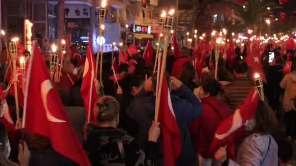 IZMIR, TURQUIE - OCTOBRE 2021 : Fête de la République des dindes, fête nationale célébrée chaque année le 29 octobre — Video