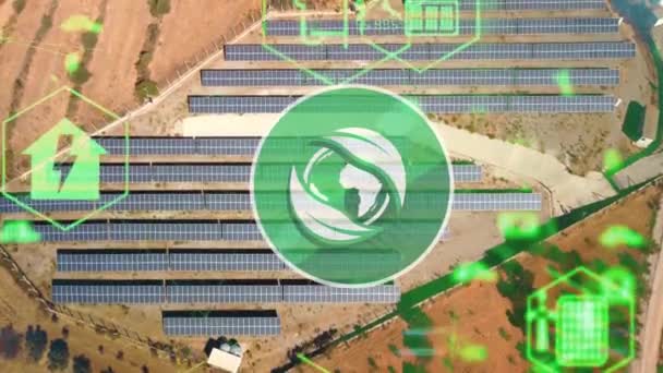 태양열 발전소와 기술 컨셉. 재생 가능 한 에너지. 스마트 그리드. — 비디오