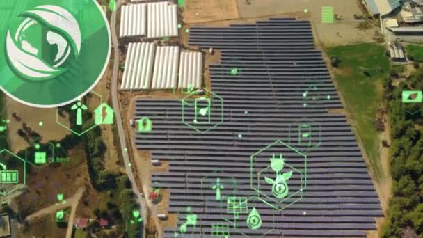 Solar power plant and technology concept. Renewable energy. Smart grid. — Vídeo de Stock