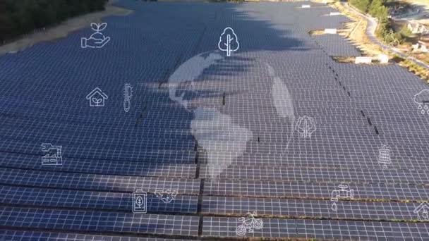 Koncept solární elektrárny a technologie. Obnovitelná energie. Inteligentní síť. — Stock video