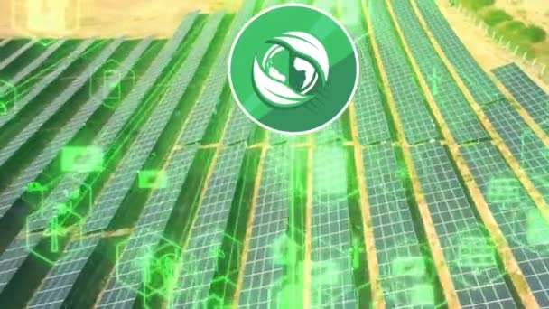 Solar power plant and technology concept. Renewable energy. Smart grid. — Wideo stockowe