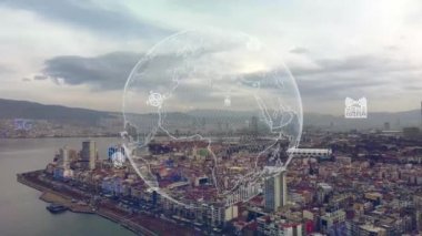 Akıllı şehir ve iletişim ağı konsepti. 5G mi? LPWA Düşük Güç Geniş Alanı. Kablosuz iletişim.