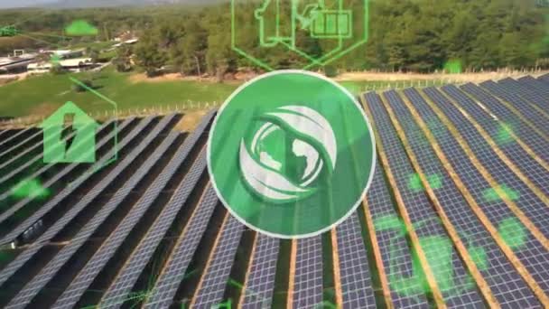 Solar power plant and technology concept. Renewable energy. Smart grid. — Vídeo de Stock