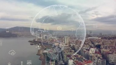 Akıllı şehir ve iletişim ağı konsepti. 5G mi? LPWA Düşük Güç Geniş Alanı. Kablosuz iletişim.