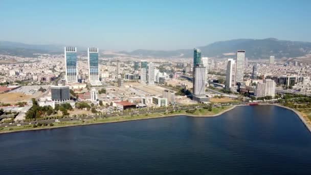 Σύγχρονη πόλη εναέρια view.izmir Τουρκία — Αρχείο Βίντεο