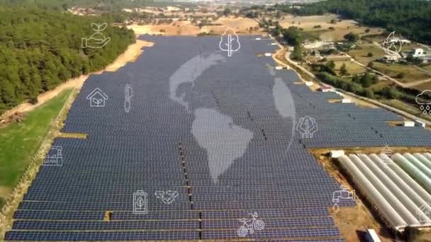 Solar power plant and technology concept. Renewable energy. Smart grid. — Vídeo de Stock