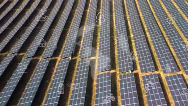Koncepcja elektrowni słonecznej i technologii. Energia odnawialna. Inteligentna sieć. — Wideo stockowe