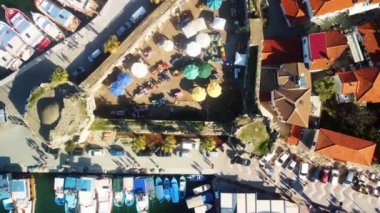 Seferihisar Sigacik Marina insansız hava aracı atışı ve kale, IZMIR, TURKEY