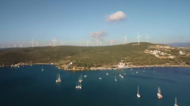 Seferihisar Sigacik Marina insansız hava aracı atışı ve kale, IZMIR, TURKEY