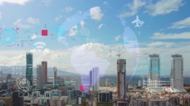 Akıllı şehir ve iletişim ağı konsepti. 5G mi? Nesnelerin İnterneti. Haberleşme..