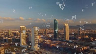 Akıllı şehir konsepti. Şeylerin IOT İnternet 'i