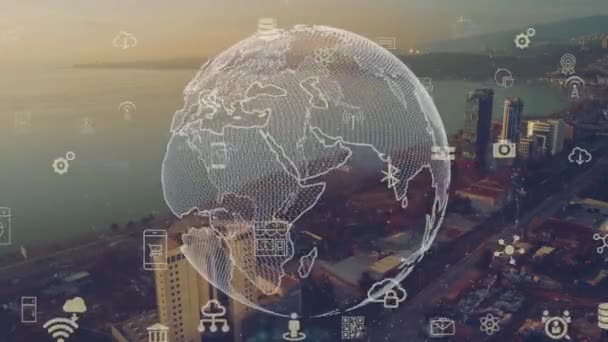 Smart City und Kommunikations-Netzwerkkonzept. — Stockvideo