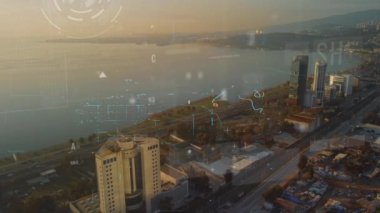 Akıllı şehir ve iletişim ağı konsepti. Dijital dönüşüm. Bazı şeylerin interneti. ICT Bilgi İletişim Teknolojisi.