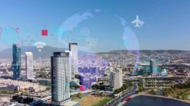 Akıllı şehir ve iletişim ağı konsepti. 5G mi? Nesnelerin İnterneti. Haberleşme..
