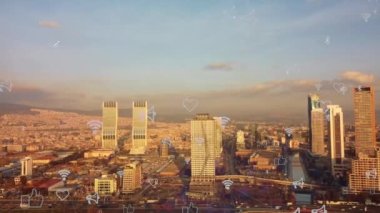 Akıllı şehir IOT interneti ICT dijital teknoloji fütüristik, otomasyon yönetimi akıllı dijital teknoloji güvenlik ve güç enerjisi sürdürülebilir metaevren şehir sanal artırılmış