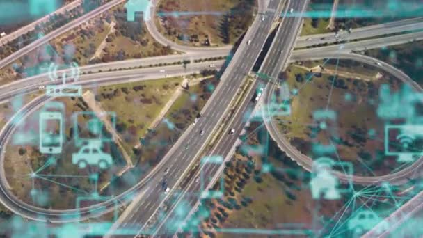 Transport- und Technologiekonzept. Intelligente Verkehrssysteme. Mobilität als Dienstleistung. — Stockvideo