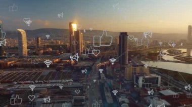 Akıllı şehir konsepti. Şeylerin IOT İnternet 'i