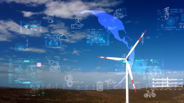 Rüzgar santrali ve teknoloji. Akıllı şebeke Yenilenebilir enerji. Sürdürülebilir kaynaklar.