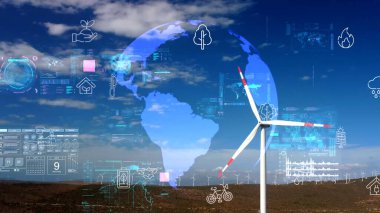 Rüzgar santrali ve teknoloji. Akıllı şebeke Yenilenebilir enerji. Sürdürülebilir kaynaklar.
