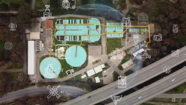 从城市水管理的角度 从空中俯瞰大城市的饮用水处理厂 高质量的4K镜头 — 图库视频影像