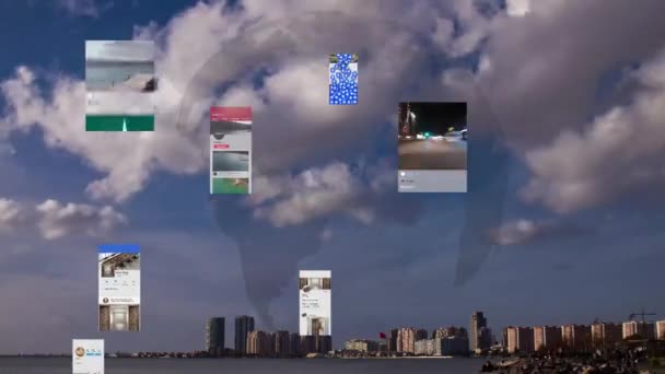 Sosyal Medyaya Bağlı Gelecekçi Şehir Zmir Yüksek Teknoloji Vizyonu Artırılmış — Stok video