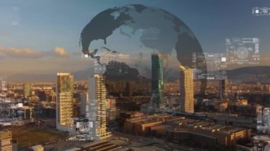 İş verileri analitik arayüzü akıllı şehrin üzerinde uçuyor ve iş zekasının geleceğini değiştiriyor. Stratejik plan için büyük verileri analiz etmek için bilgisayar yazılımı ve yapay zeka kullanılır