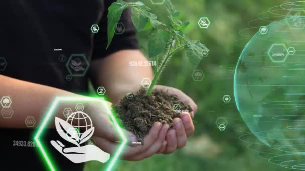 Future Environmental Conservation Sustainable Esg Modernization Development Using Technology Renewable — Stock Video