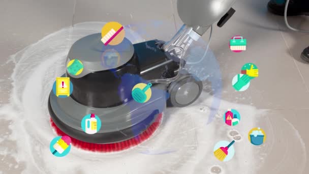Профессиональная Машина Мытья Полов Мокрая Уборка Предприятии Высококачественные Кадры — стоковое видео