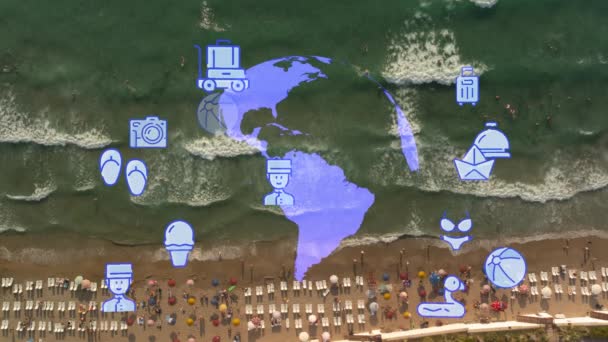 Путешествия Пляжные Объекты Анимации Графические Элементы Источника Kusadasi Izmir Индейка — стоковое видео