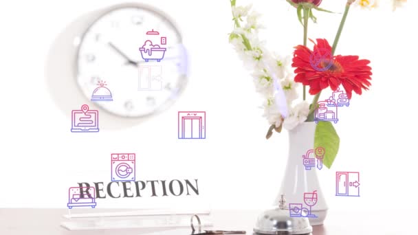 Reception Hotel Bell White Background High Quality Photo — Stockvideo