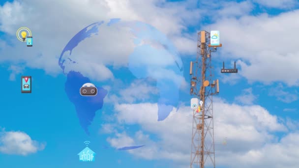 Smart City Communication Network Concept Iot Internet Things Telecommunication High — Αρχείο Βίντεο