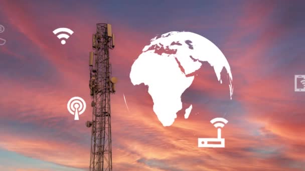 Smart City Communication Network Concept Iot Internet Things Telecommunication High — Vídeo de stock
